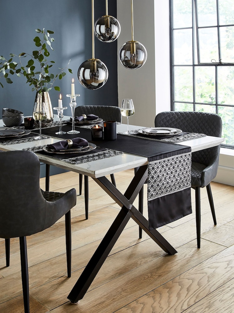 Catherine Lansfield Set of 4 Black Deco Sequin Dining Placemats - Image 3 of 3