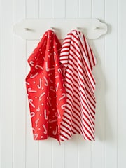 Catherine Lansfield 4 Pack Red Christmas Candy Cane 100% Cotton Tea Towels - Image 2 of 3