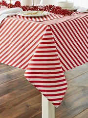 Catherine Lansfield Red Christmas Candy Cane 100% Cotton Table Cloth - Image 2 of 2