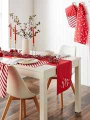 Catherine Lansfield 4 Pack Red Christmas Candy Cane 100% Cotton Dining Placemats - Image 2 of 2