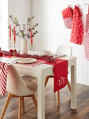 Catherine Lansfield Red Christmas Candy Cane 100% Cotton Table Runner - Image 1 of 2