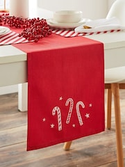 Catherine Lansfield Red Christmas Candy Cane 100% Cotton Table Runner - Image 2 of 2