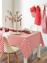 Catherine Lansfield Red Christmas Candy Cane 100% Cotton Table Cloth - Image 1 of 2