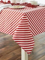 Catherine Lansfield Red Christmas Candy Cane 100% Cotton Table Cloth - Image 2 of 2