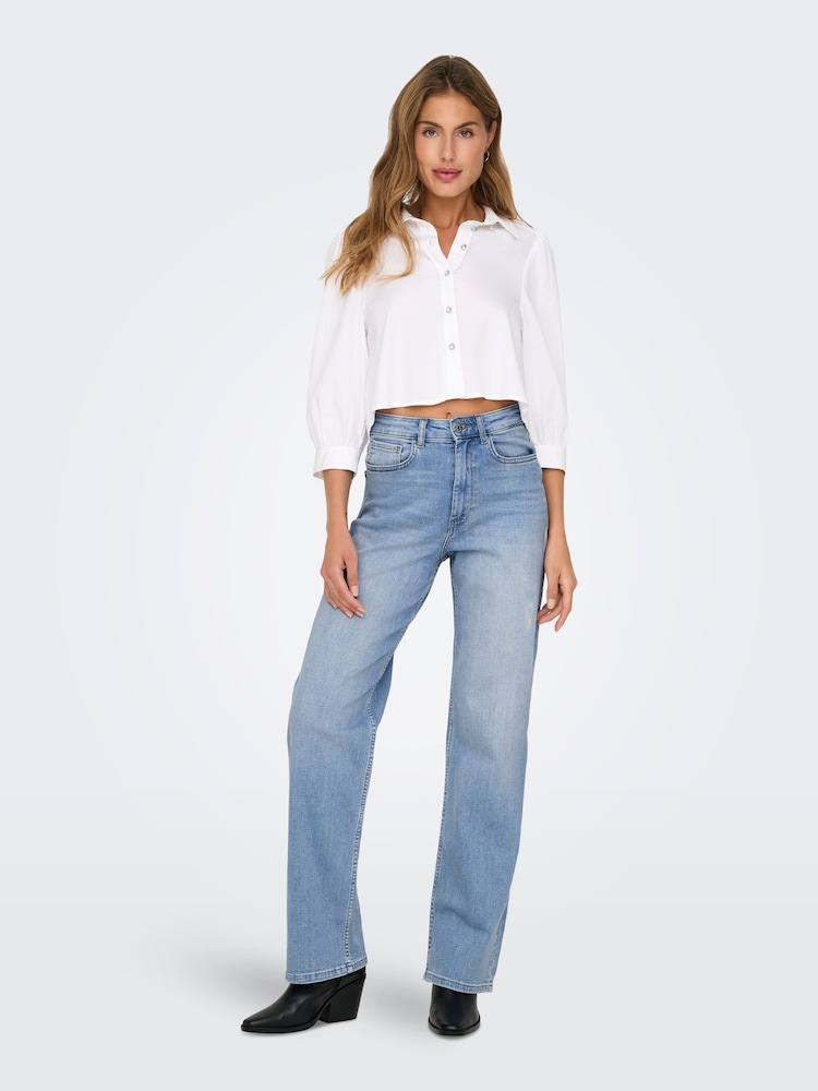ONLY Blue Maddie Extra High Waisted Wide Leg Jeans with Comfort Stretch - Image 1 of 10