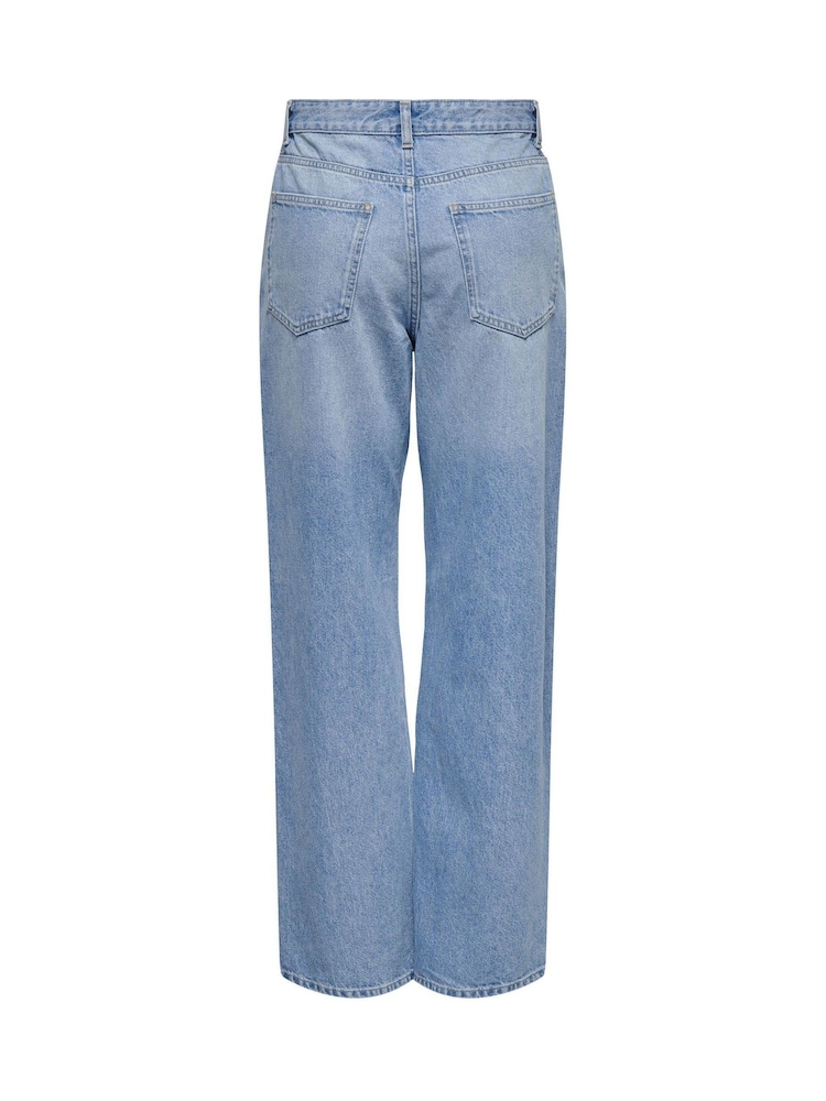 ONLY Blue Maddie Extra High Waisted Wide Leg Jeans with Comfort Stretch - Image 10 of 10