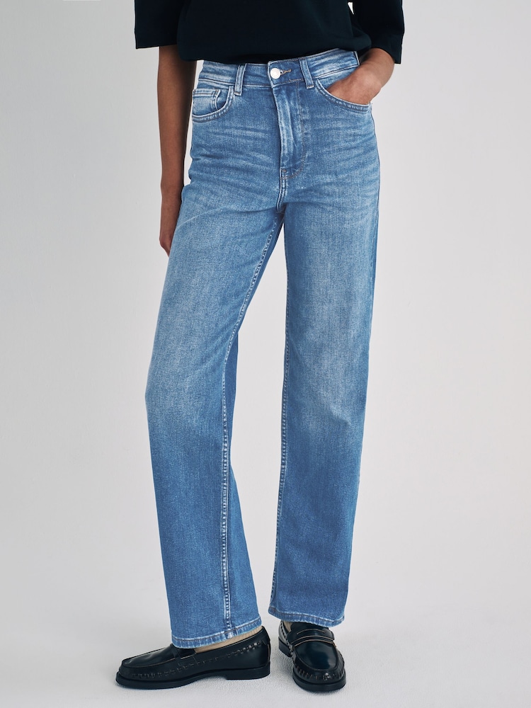 ONLY Blue Maddie Extra High Waisted Wide Leg Jeans with Comfort Stretch - Image 2 of 10