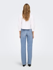 ONLY Blue Maddie Extra High Waisted Wide Leg Jeans with Comfort Stretch - Image 5 of 10