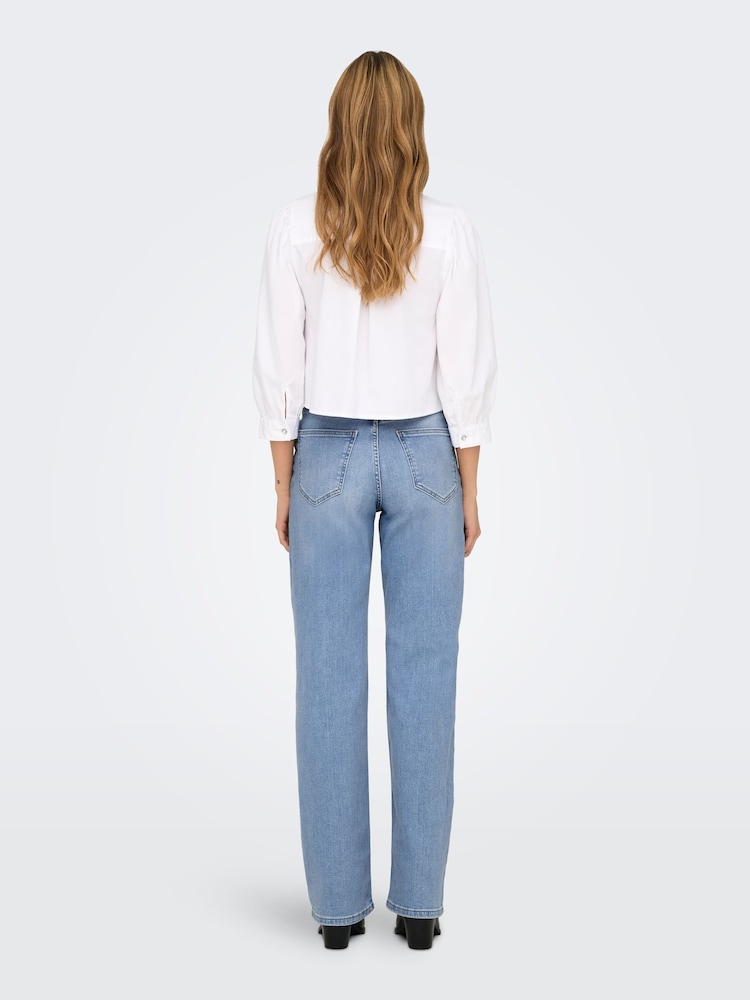 ONLY Blue Maddie Extra High Waisted Wide Leg Jeans with Comfort Stretch - Image 5 of 10