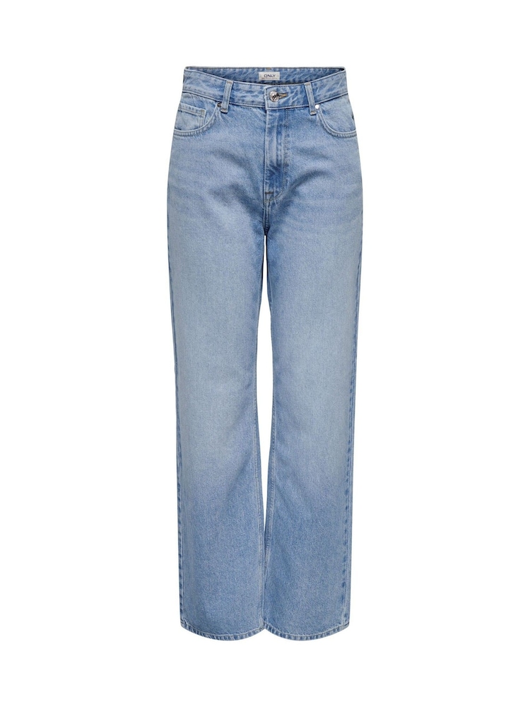 ONLY Blue Maddie Extra High Waisted Wide Leg Jeans with Comfort Stretch - Image 9 of 10