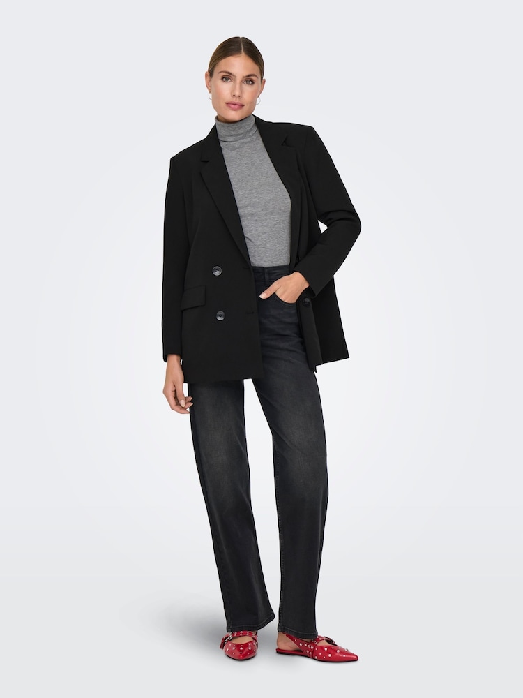 ONLY Black Maddie Extra High Waisted Wide Leg Jeans with Comfort Stretch - Image 4 of 5