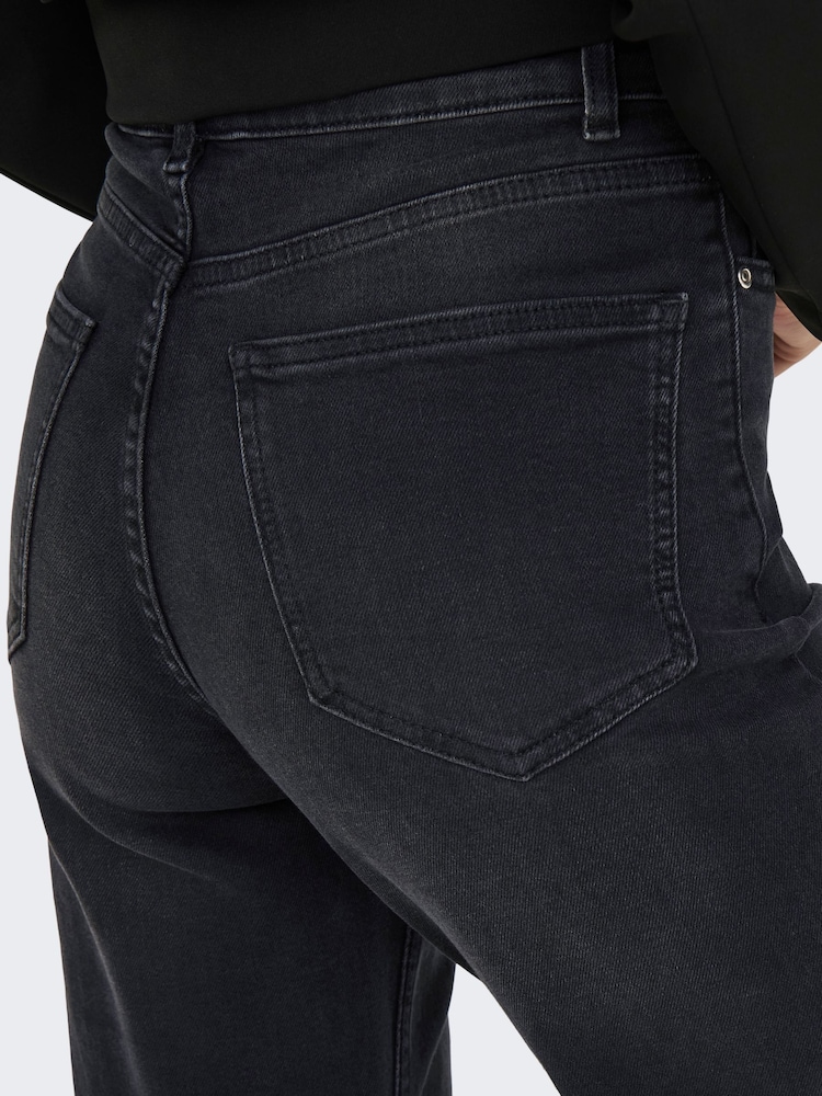 ONLY Black Maddie Extra High Waisted Wide Leg Jeans with Comfort Stretch - Image 5 of 5