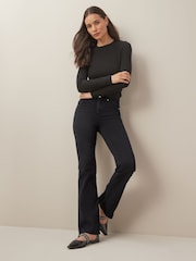 ONLY Black Lola High Waisted Flared Jeans with Comfort Stretch - Image 1 of 6