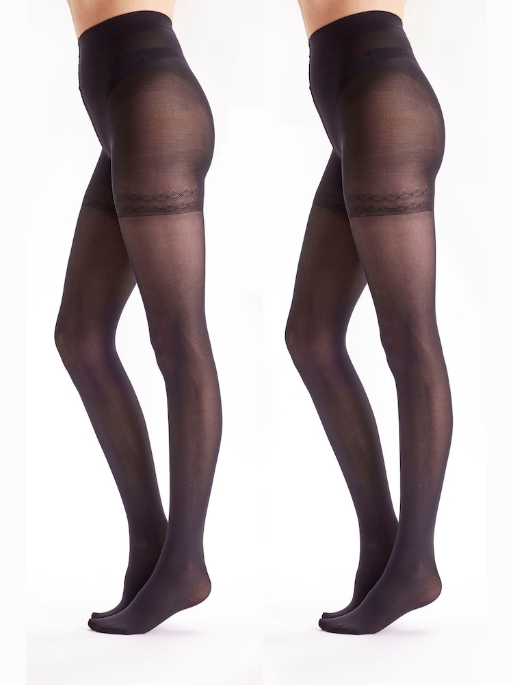 Pretty Polly 40 Denier In Shape Blickdichte, figurformende schwarze Strumpfhosen im 2er-Pack - Bild 1 von 5