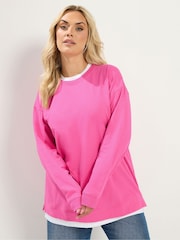 Yours Curve Pink Crew Neck Jumper - Image 1 of 6