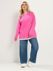 Yours Curve Pink Crew Neck Jumper - Image 2 of 6