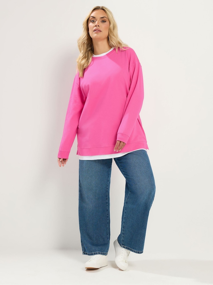 Yours Curve Pink Crew Neck Jumper - Image 2 of 6