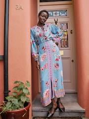 FatFace Bright Blue Arabella Midi Skirt - Image 1 of 6