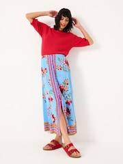 FatFace Bright Blue Arabella Midi Skirt - Image 2 of 6