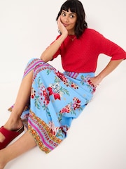 FatFace Bright Blue Arabella Midi Skirt - Image 5 of 6