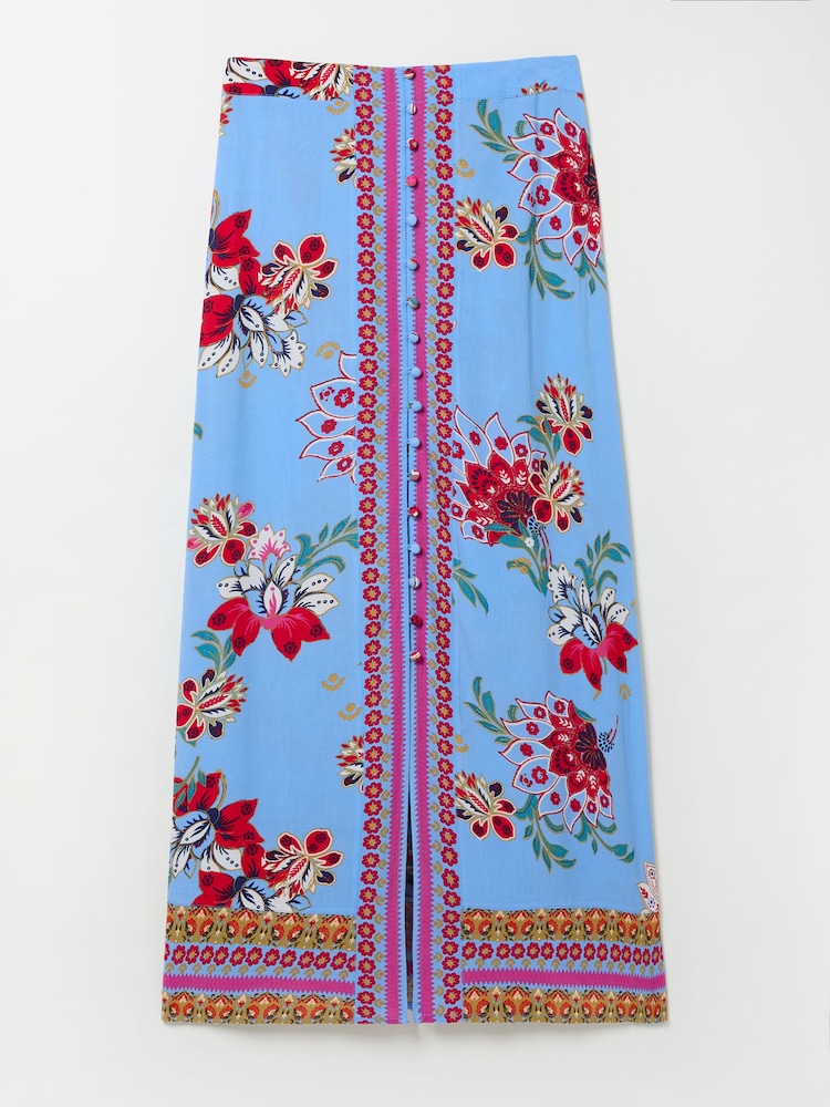 FatFace Bright Blue Arabella Midi Skirt - Image 6 of 6