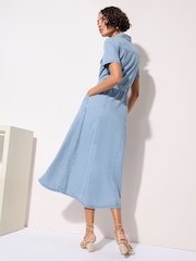 Friends Like These Blue Petite Chambray Midi Dress - Image 4 of 4