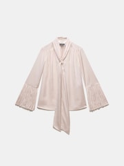 Mint Velvet Cream Satin Pussy Bow Blouse - Image 3 of 4