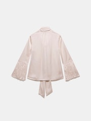 Mint Velvet Cream Satin Pussy Bow Blouse - Image 4 of 4