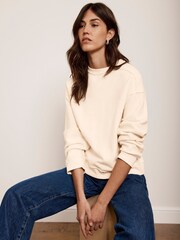 Mint Velvet Cream Textured 100% Cotton Sweatshirt - Image 1 of 4