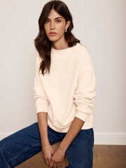 Mint Velvet Cream Textured 100% Cotton Sweatshirt - Image 2 of 4