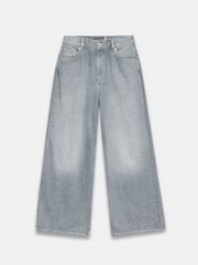 Mint Velvet Grey Washed Wide Leg 100% Cotton Jeans - Image 3 of 4