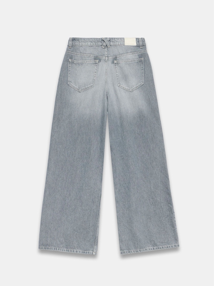 Mint Velvet Grey Washed Wide Leg 100% Cotton Jeans - Image 4 of 4 Mint Velvet Grey Washed Wide Leg 100% Cotton Jeans - Image 4 of 4