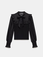 Mint Velvet Black Pussy Bow Knit Top - Image 3 of 4