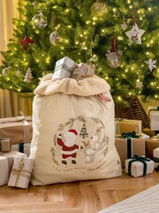 Mamas & Papas Brown Christmas 2024 Large Calico Sack - Image 1 of 4