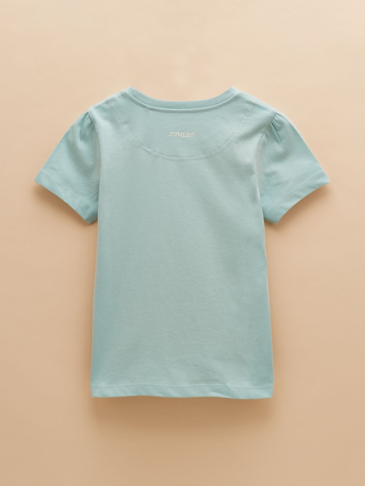 Joules Let's Go Turquoise Blue Short Sleeve T-Shirt - Image 2 of 4