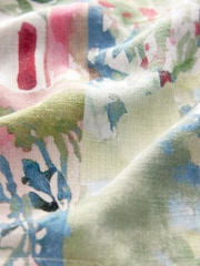Cream Rosa og Blå Hus Print - Scoop Back Mini Shift Dress With Linen - Image 7 of 7