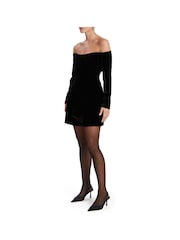Bardot Black Nadene Velour Hourglass Dress - Image 4 of 6
