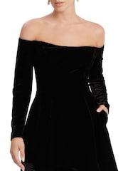 Bardot Black Nadene Velour Hourglass Dress - Image 5 of 6