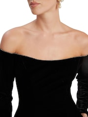 Bardot Black Nadene Velour Hourglass Dress - Image 6 of 6