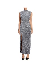 Bardot Silver Kelso Velvet Sequin Maxi Dress - Image 2 of 6
