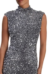 Bardot Silver Kelso Velvet Sequin Maxi Dress - Image 6 of 6