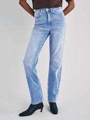 ONLY Blue Chrome Becca Extra High Waist Straight Leg Jeans With Comfort Stretch - Image 1 of 4