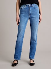 ONLY Blue Becca Extra High Waist Straight Leg Jeans With Comfort Stretch - Image 1 of 5