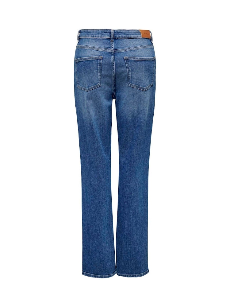 ONLY Blue Becca Extra High Waist Straight Leg Jeans With Comfort Stretch - Image 5 of 5