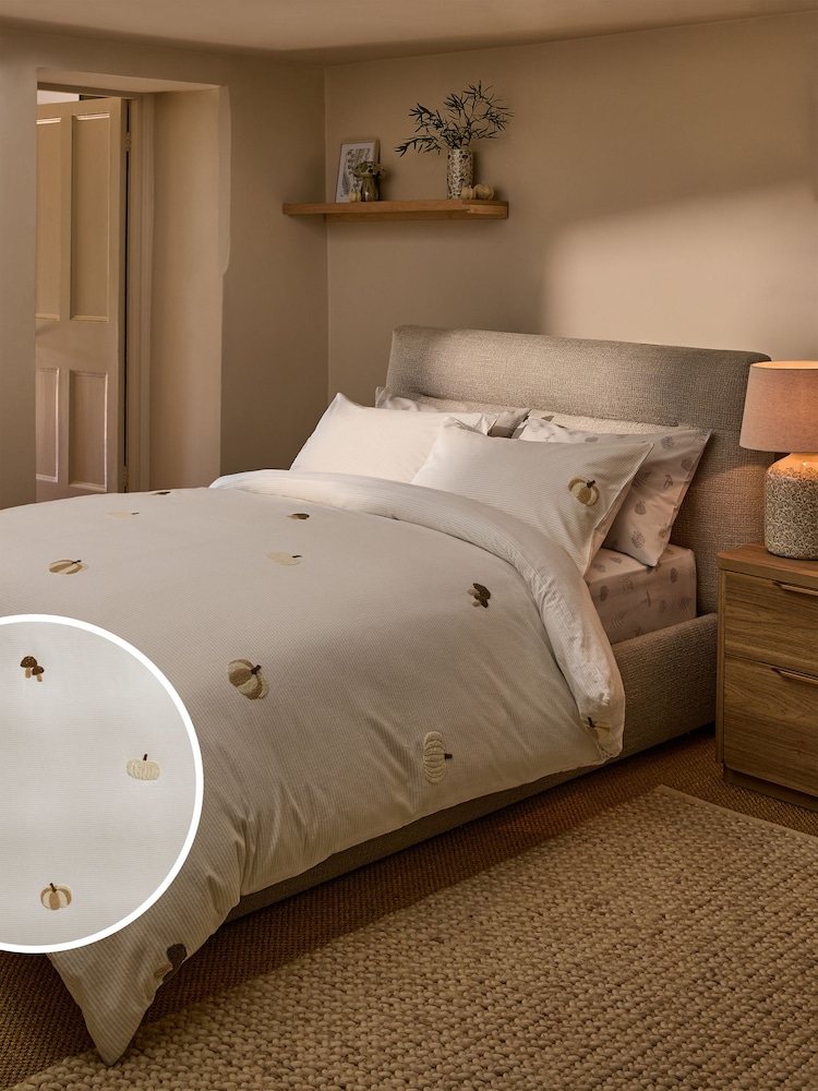 Natural Tufted Brushed Pumpkin Duvet Cover and Pillowcase Set - Image 1 of 6