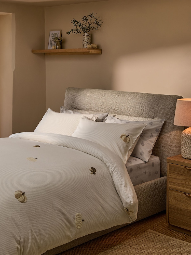 Buy Natural Stripe Pumpkin Brushed Cotton Duvet Cover and