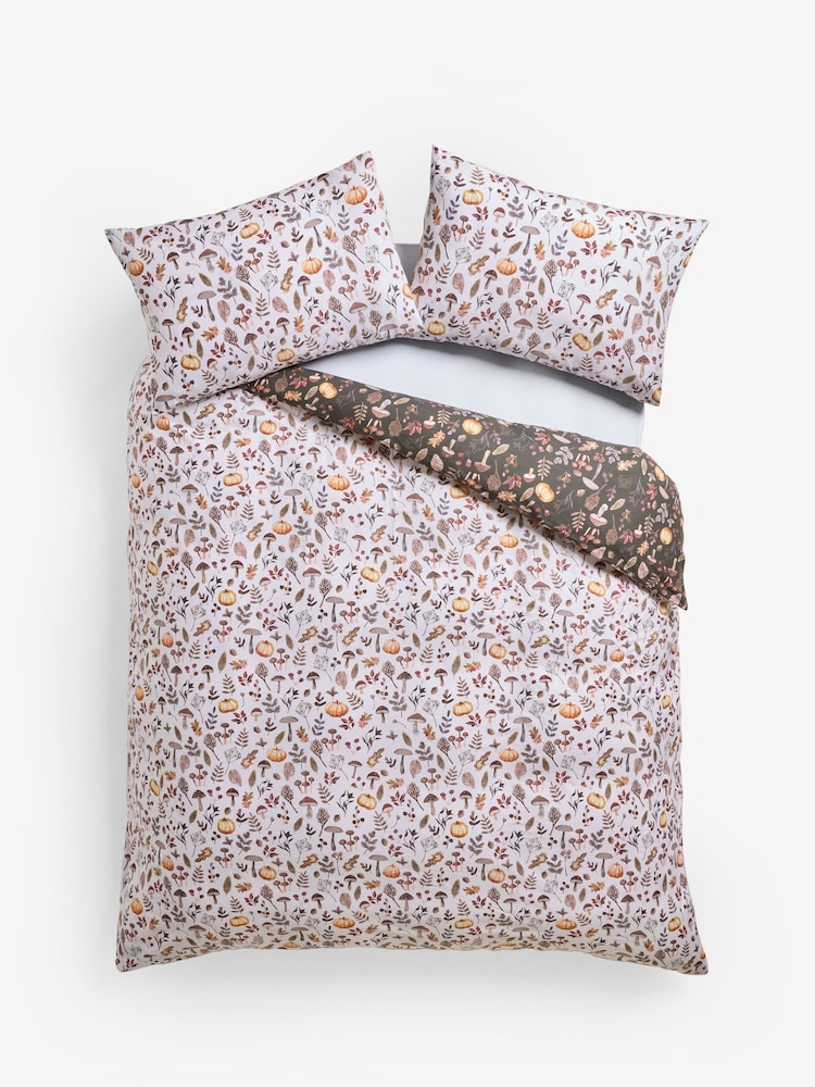 Natural Autumn Pumpkin Reversible Duvet Cover and Pillowcase Set - Image 9 of 9