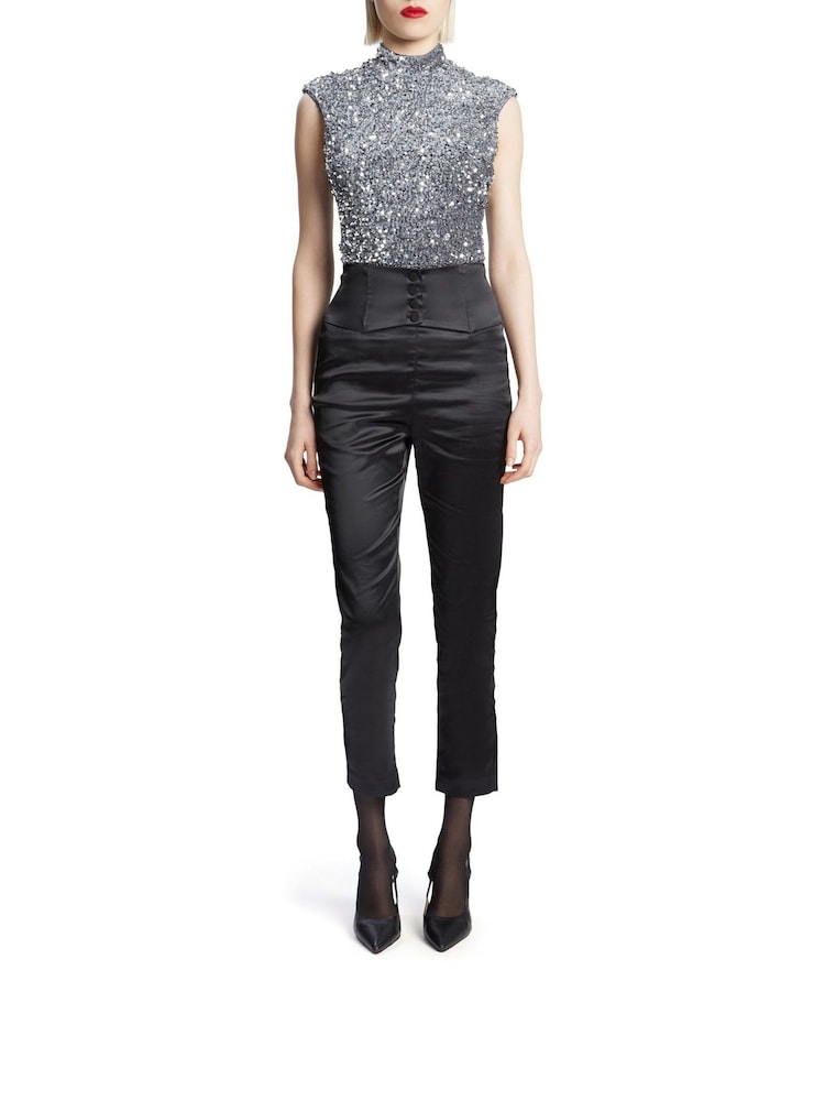 Bardot Silver Kelso Velvet Sequin Bodies - Image 1 of 5 Bardot Silver Kelso Velvet Sequin Bodies - Image 1 of 5