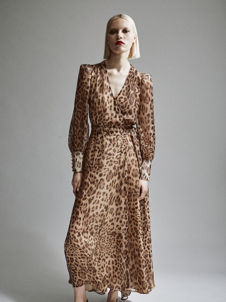 Bardot Leopard potisk; vzorec Lucianna (obleka) dolga; do gležnjav; do tal ovita obleka - Slika 1 iz 5 Bardot Leopard potisk; vzorec Lucianna (obleka) dolga; do gležnjav; do tal ovita obleka - Slika 1 iz 5