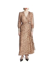Bardot Brown Leopard Print Lucianna Maxi Wrap Dress - Image 2 of 5